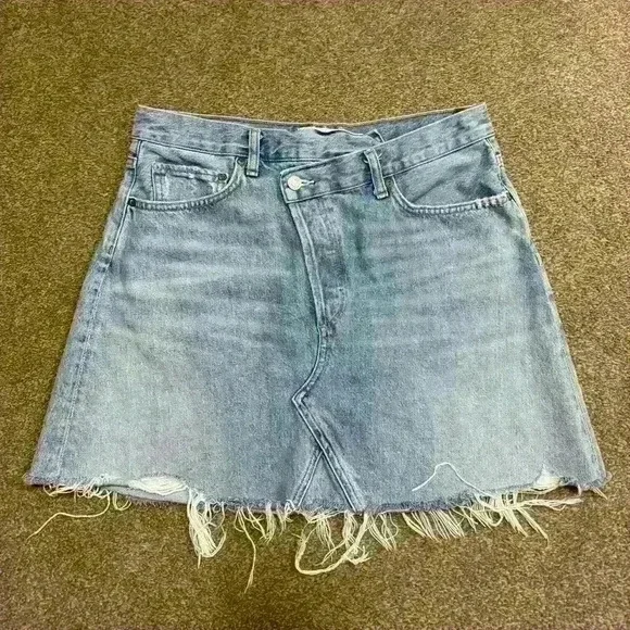 AGOLDE Quinn High Waisted Distressed Denim Mini Skirt size 29 - Picture 6 of 7